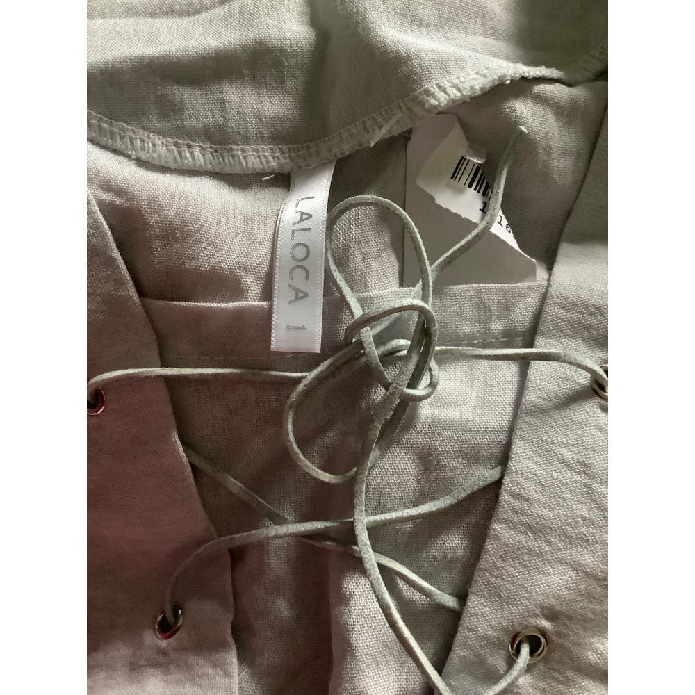 LaLoca Grey Front Lace-Up Blouse — Small - Picture 3 of 7